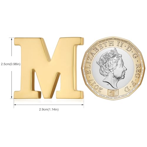 Image of HONEY BEAR Mens Womens Initial Alphabet Letter Lapel Pins Collar Badge Brooches for Business Wedding Graduation Gift Matte Gold 0.59 inches