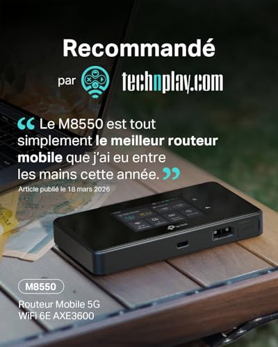 TP Link M8550 Routeur Mobile 5G Tri Band WiFi 6E AXE3600 Jusqu’à 3.4 Gbps 32 Appareils Batterie 4700 mAh Antenna Ports Écran Tactile déverrouillé Toutes Les Nano SIM USB C 1 WANLAN Gigabit - vue 3