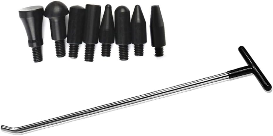 Paintless Dent Repair Service Tools, Dent Removal Rods, Dent Removal Kit, Whale Tail, with Replaceable Head (9), 1.85 ft