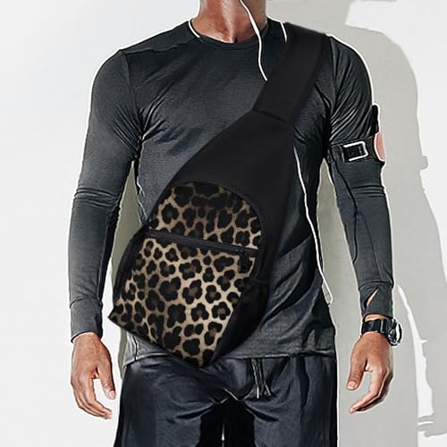 Bolso bandolera estampado leopardo negro liviano para hiking miniatura 7