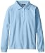 Genuine Big Girls Jersey Long Sleeve Polo with Picot Collar, Light Blue,10/12