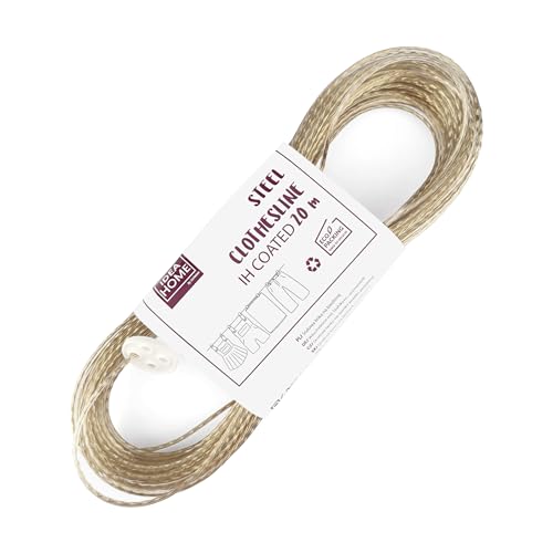 IDEA HOME Cuerda de Tendedero de 20 metros con Núcleo de Acero, Cuerda para Colgar Ropa, Resistente...