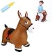 Inpany Bouncy Horse Hopper- Brown Inflatable Jumping Horse, Ride on Rubber Bouncing Animal Toys for Kids/ Toddlers/ Children/ Boys/ Girls ( Pump Included)