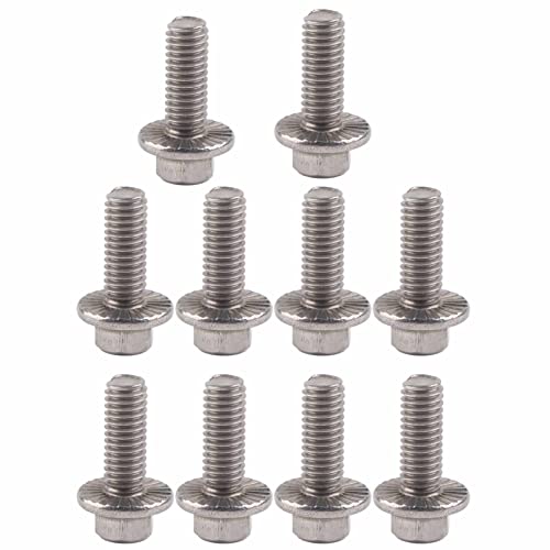 10pcs M6 Stainless Steel Hex Flange Screws, Silver - Image 2