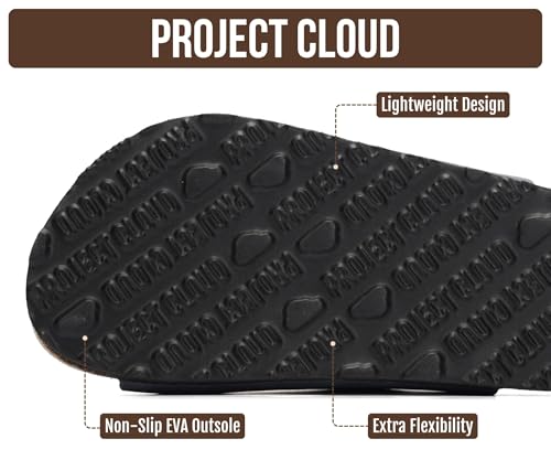 Image of Project Cloud Kids Sandals 100% Genuine Leather - Natural Cork Footbed Non-Slip Slides for Kids - Lightweight Boys & Girls Sandals - Water-Resistant Girls & Boys Sandals