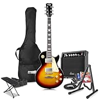 Complete beginner electric guitars bundle featuring a sleek single-cut style guitar, delivering smooth playability, rich tonal options, and vintage-style tuning ideal for learners or intermediate players. Robust 40W guitar amplifier included, offerin...
