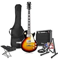 Complete beginner electric guitars bundle featuring a sleek single-cut style guitar, delivering smooth playability, rich tonal options, and vintage-style tuning ideal for learners or intermediate players. Robust 40W guitar amplifier included, offerin...