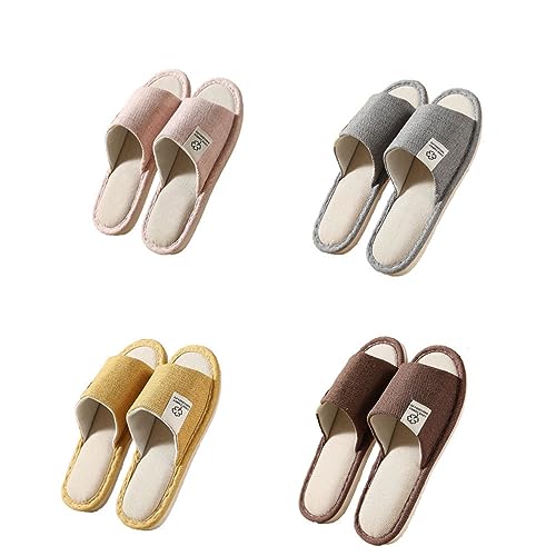 Teceyfeet Chaussons Invités lot 4 Paires Chausson Bout Ouverts Lavables Antipatinage Pantoufles Femme Slippers Pantoufle Unisexe Pour Salle de Bains Maison Voyage Mariage Spa,(4 Taille, 4 Couleur)