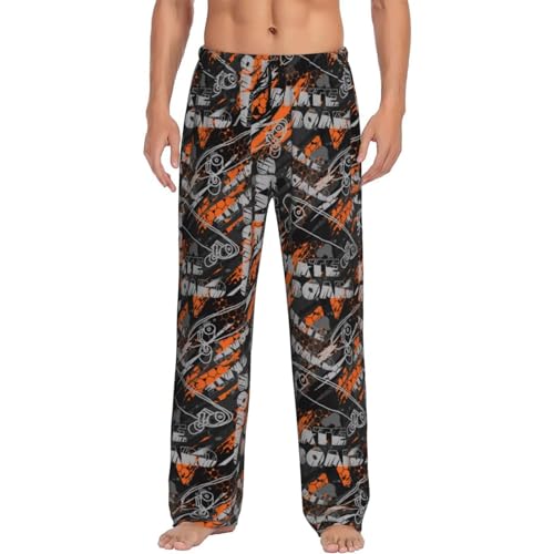 Pajama Pants Men - Letters Skateboard Graffiti Men's Pajama Bottoms, Mens Cotton Pajama Pants