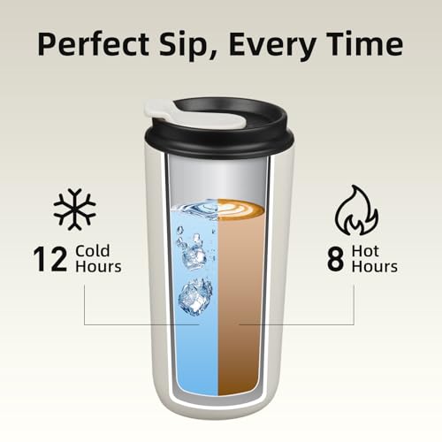Image of BJPKPK 16oz Insulated Travel Coffee Mug, Stainless Steel Tumbler