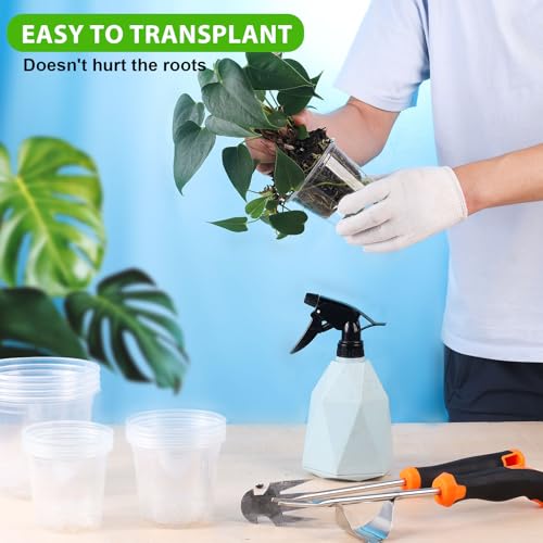 auriikoop 15 Stück Anzuchttöpfe, Blumentöpfe 9/10/13cm Pflanztopf Durchsichtig Anzucht Untertopf Orchideentopf Transparent, Anzuchttopf Plastik für Orchideen Sukkulenten Kaktus Setzlinge