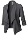 Awesome21 Solid Stretch 3/4 Gathered Sleeve Open Blazer Jacket Charcoal Size 2XL