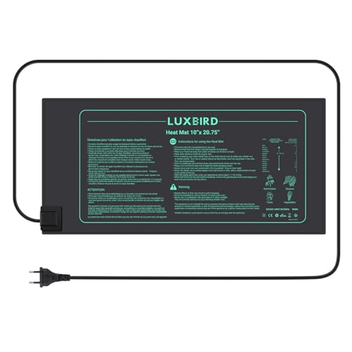 LUXBIRD Heizmatte Setzling Heizmatte Wärmematte Reptil Dragon Temperatur Heizkissen Amphibien Pet Mat IP67 Wasserdicht Wärmer Bett Matte 20,75\"x10\" LB-HM 21 EU Stecker