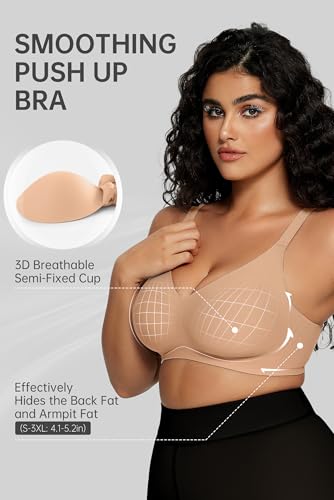 Image of OEAK Women Comfortable Jelly Bras No Underwire Seamless Full Coverage Bralette Buttery Soft Convertible Everyday Tshirt Bra