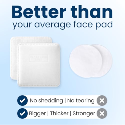 Clean Skin Club CleanÃ‚² Extra Large Face Pads, Guaranteed Not to Shed & Tear, Unique Triple Layers, Textured Side & Ultra Soft Side, Vegan Organic Disposable Cotton, Used with Makeup Remover, 60CT XL