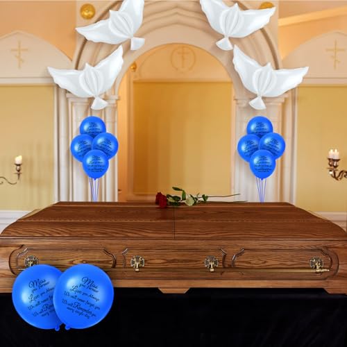 Image of Skylety 36 Pcs Memorial Balloons to Release with Dove Balloon,Royal Blue | Helium, Remembrance for Heavenly Birthday, Memorial Services, Release in Sky Ceremony, Forever in Hearts Messages