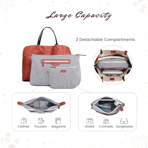 Image of OLD TREND Genuine Leather Forest Island Tote | Spacious Handbag with Removable Inner Pouches
