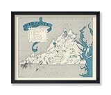 Poster Master Vintage Virginia Map Print - Retro State Art - Gift for Teacher, Student, Travel Lover - Wall Decoration for Classroom, Office, Dorm - 8x10 Unframed Wall Art