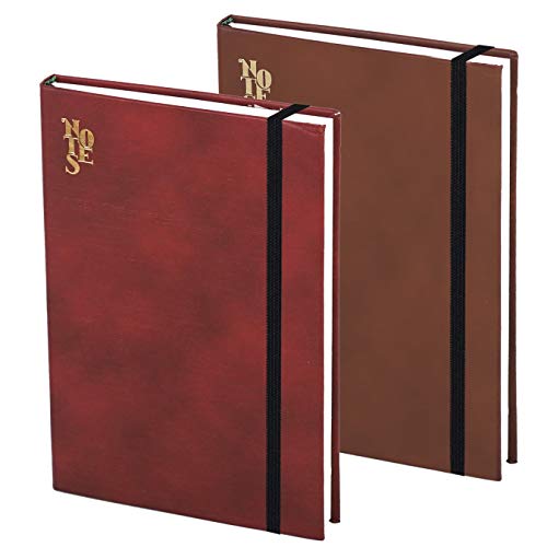 DAHSHA 2 Pack PU Leather Finish Hard Bound Journal Notebook Diary with Elastic Lock for or Office Personal Daily Planner for Men & Women 85 Pages) |(Assorted Colour, 18.5×1.5×13 cm)