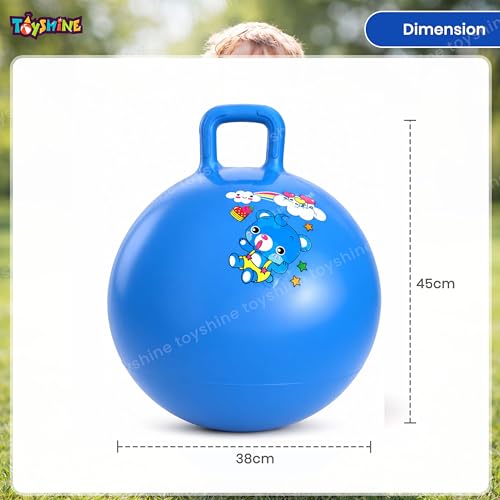 Image of Toyshine Hopper Ball 55cm for Kids Ages: 5+ Inflatable Hopping Balls Jumping Therapy Toys Sit and Bounce Ball with Handle - Blue