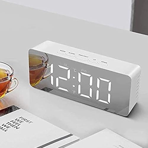 Image of Laxmi villaa Digital LED Mirror Alarm Clock for Table, Watch Timer for Students Study, Home, Office, Bedroom, Kitchen, Loud Desk Alarm Clocks for Heavy Sleepers with Automatic Sensor,Time,Date