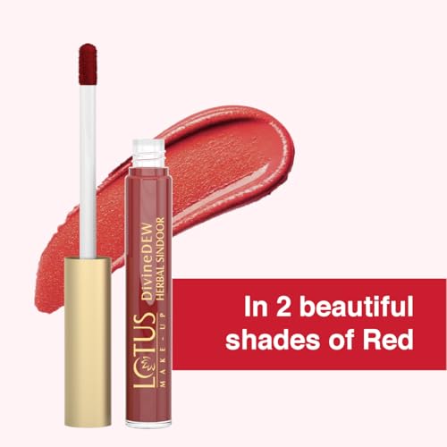 Image of Lotus Makeup Divine Dew Herbal Liquid Sindoor Rosy Blush | Water And Smudge Resistant | Long Lasting | Non - Toxic | Mercury Free | Maroon | 5.4 ml