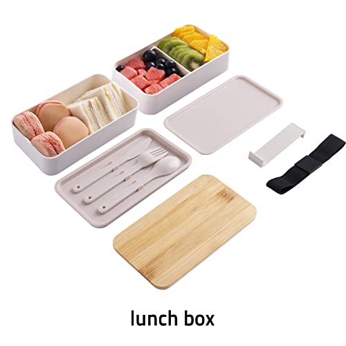 Collect Beauty Bento Box Adult Lunch Box With Lunch Bag, Japanese Stackable Lunch Box Containers For Adult, Bento Lunch Box With Dividers Grey #TOP3