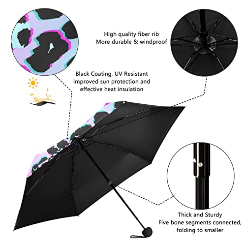 Mrmian Alaza Rainbow Leopard Prints Cheetah Animal Folding Umbrella For Rain Sun Travel Mini Lightweight Compact Umbrellas #TOP3