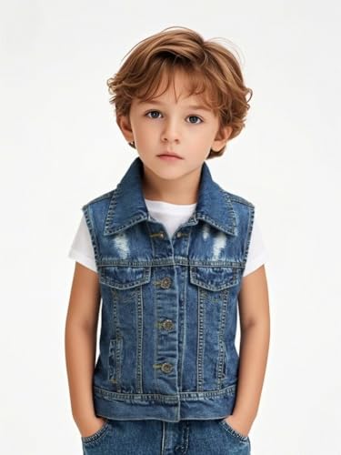 Fashion Boys Casual Ripped Denim Stylish Sleeveless Jacket Vest2