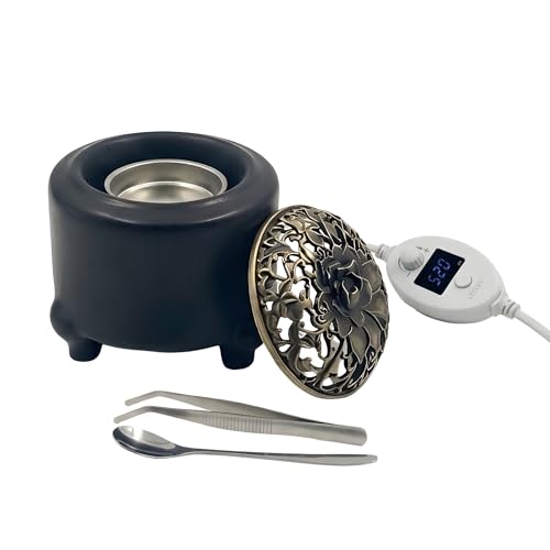 UrmiX Ceramic Electric Incense Burner Bakhoor Resin Warmer with Timer Black