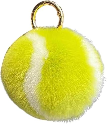 Mioaoa Fluffy Tennis Ball Keychain Pom Pom Key Chain Backpack Handbag Charm Accessory for Women Men Birthday Gift Sports Party Favor Keyrings and Charms