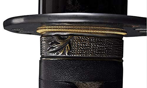 Japanese Samurai Katana Kill Bill Bill Sword, Battle Ready, Hand Forged, 1045 Carbon Steel, Heat Tempered, Full Tang, Sharp, Black Leather Ito Handle, Devil Head Engraving on Blade