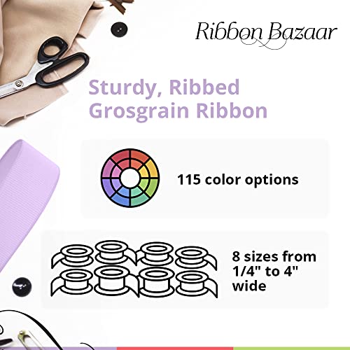 Ribbon Bazaar Solid Grosgrain Ribbon Woven Ribbed Texture - 100% Polyester Ribbon For Gift Wrapping, Home Decor, Bouquets, Cake Decorating & More - 5/8 Inch Old Gold 50 Yards #TOP1