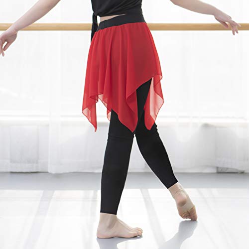 Phomnd Leggings femininos 2 em 1 saia macia modal de chiffon calças assimétricas Slim Dance Yoga Pil