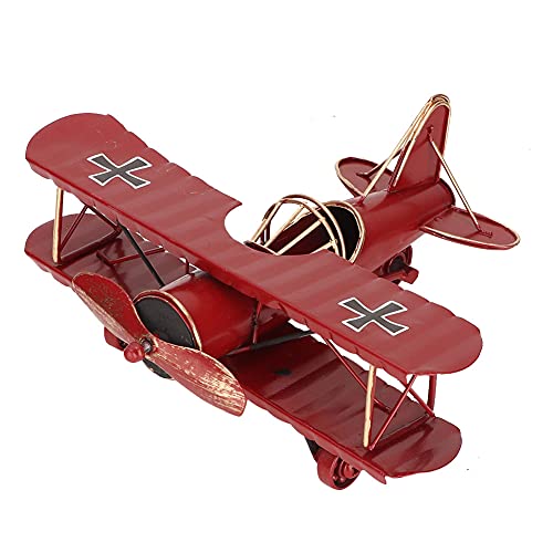 Tyenaza Vintage Airplane Decor, Metal Iron Aircraft Biplane Model Retro Hanging Plane Handicraft Ornament for Christmas Birthday Gifts, Home Decor Photo Props(Red)