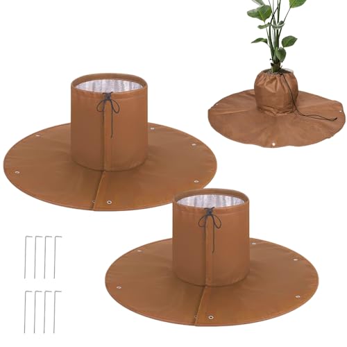 Afenau Winterschutz für Palmen Wurzel 2 Stück Ø100cm Palmenwurzelschutz Einstellbar Winterschutz Olivenbaum Winterschutz Pflanzen Außen für Pflanzen und Bäume bis 30cm Durchmesser