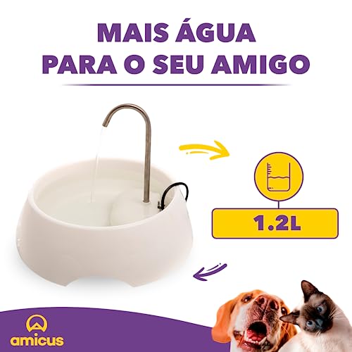 AMICUS - Fonte Bebedouro de Água Portátil AQUA MINI para Gatos e Cães - Fontes de Água para Pets, Be