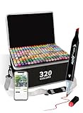 Brled 320 Colors Alcohol Markers with Free App, Chisel & Fine Tip Alcohol-Based Marker Set for Adults Kids, Dual Tip Artist Markers for Drawing, Coloring Illustration, Painting and Great Gift Idea