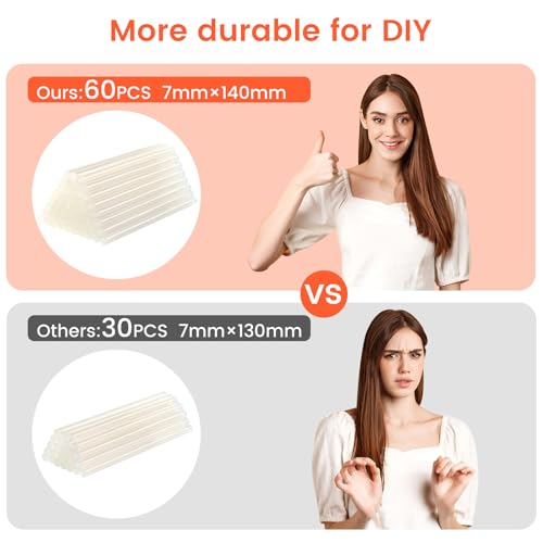 Heißklebepistole, Heissklebepistole mit 60pcs Klebesticks 7mm, 30W Klebepistole für DIY Handwerker, Schnelle Reparaturen in Haus und Büro, Weiß