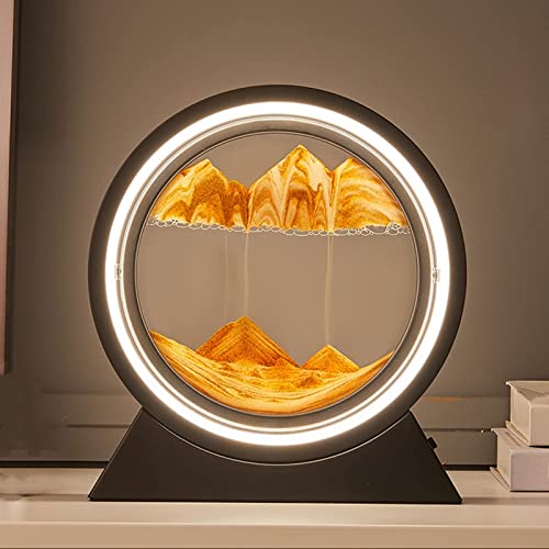 3D Fließende Sandkunst Sandbilder zum Drehen, Sandbild mit Licht, Fließende Sandmalerei Nachtlicht, Sandscape - Die Sandkunst in Tiefsee, Bewegtes Sandbild Deko für Schlafzimmer, Büro Cover