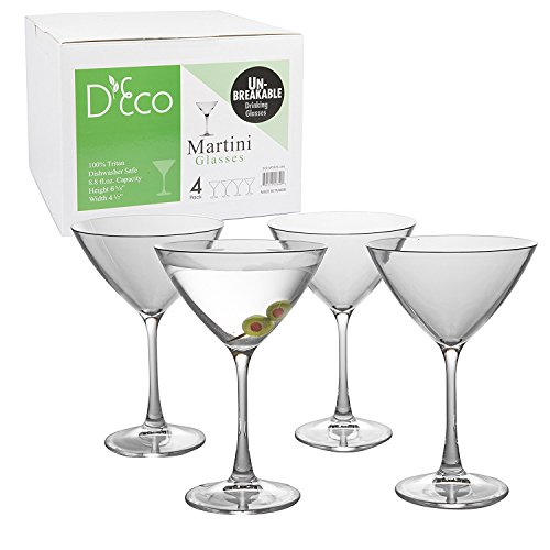 Hottest Sales Unbreakable Stemmed Martini Glasses, 9oz- 100% Tritan- Shatterproof, Reusable, Dishwasher Safe Drink Glassware (4 Pk)- Indoor Outdoor Drinkware - Great Holiday & Wedding Gift