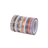 Cute 3mm wide skinny Washi Tape With Colorful Designs and Patterns - Perfect For Planners, Decorating, Scrapbooking