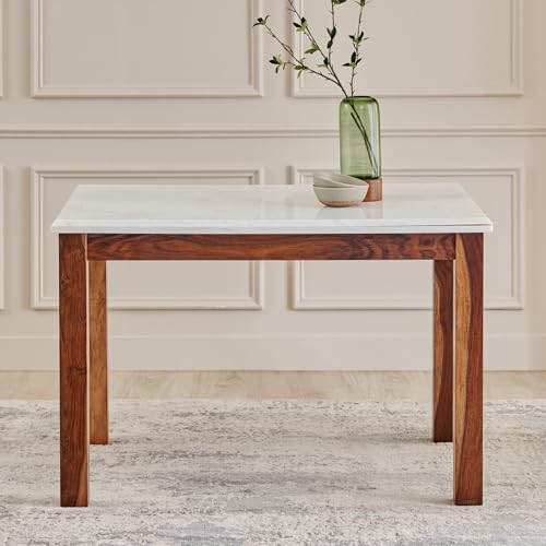 Image of Home Centre 4 Seater Kian Sheesham Wood Dining Set with 2 Chairs and 1 Bench | Sheesham Wood Dining Table Sets for Dining Room|(Brown) 1 Year Warranty