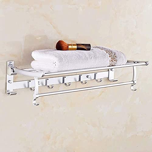 Porte-serviettes pliable en aluminium et support de rangement mural pour salle de bain