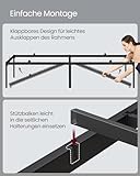 VASAGLE Doppelbettgestell, Bettrahmen, Bettgestell aus Metall, mit Aufbewahrungsregalen, Gästebett, passend für 90 x 200 cm Matratze, einfache Montage, tintenschwarz RMB092B01