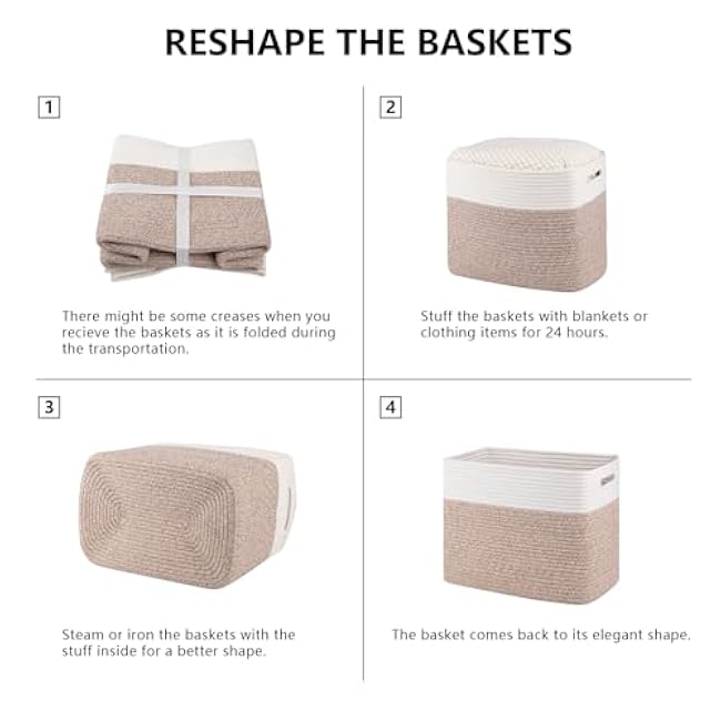 OIAHOMY Storage baskets for Shelf, Toy Storage Basket, Collapsible Storage Bins, Blanket Basket Living Room, Closet Storage for Bedroom, 15 x 9.8 x 11.8 Inches-Pack of 2-Brown, FSB-H-P-02