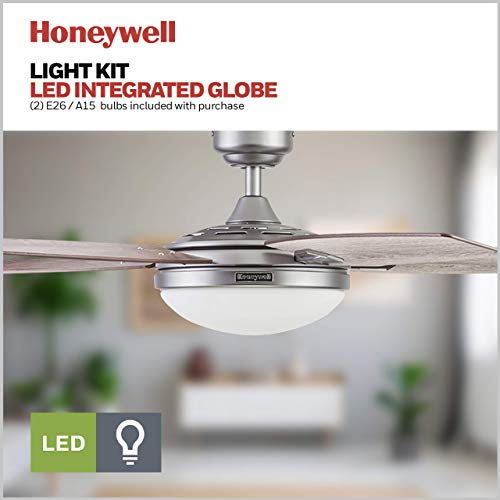 Honeywell Ceiling Fans Carmel Modern 48 Inch Ceiling Fan with Light, Remote Control Fan, LED Indoor Fan with 5 Blades, Gray Oak and Brown Chestnut Blade Finish Options, Silver (51627-01) thumbnail 8