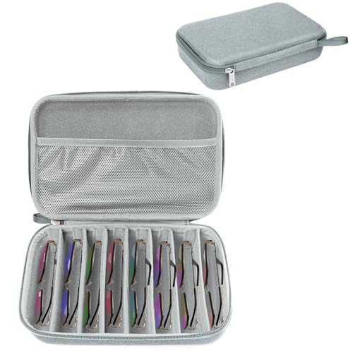 Image of Bukere Travel Sunglasses Organizer Case Adjustable Slot For Multiple Eyeglasses Hard-shell Portable Storage Box for Men Women