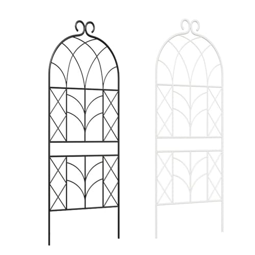 Treillis De Jardin Pour Plantes Grimpantes, 200 Cm H X 51 Cm L, Support De Fleurs En Treillis Métallique En Fer Forgé, Clôture De Jardin Élégante Pour Fleurs De Vigne, 1 Pièce(White,200 x 51cm)