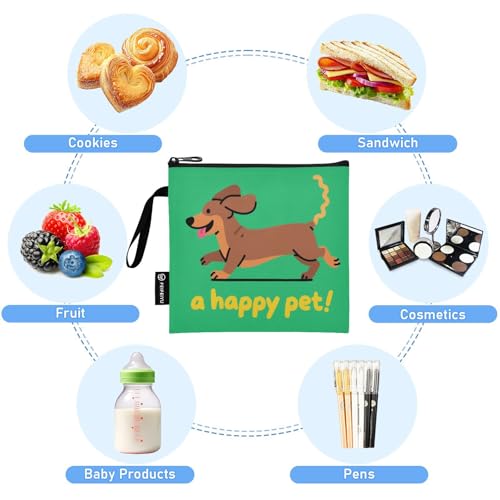 A Happy Dachshund Do 3 bolsas reutilizables con cierre miniatura 5